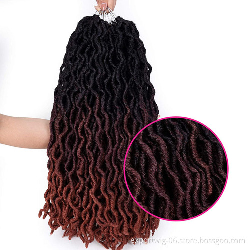 Wholesale Wavy Gypsy Locs Crochet Hair Gypsy Braiding Hair Extension Synthetic Fiber 18 Inch Solid And Ombre Color